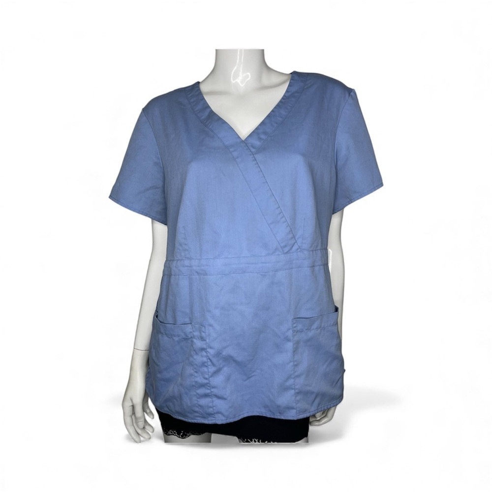 🤑 5/$25 Women’s Grey's Anatomy Light Blue Crossover Short Sleeve Scrub Top